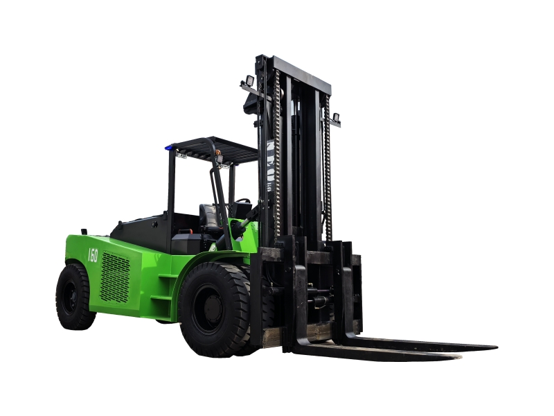 NEO FORKLIFT heavy-duty electric forklift truck in a steel coil yard, ready for multi-shift lifting duty